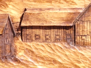 Farmstead, A Hand Carved Deep Relief woodcarving