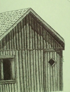 Line Drawings of Old Wood Buildings