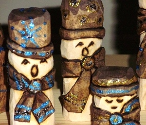  Hand Carved  Snowman Family Choir Basic Set