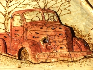 Relief carving of 1939 International Pickup 
