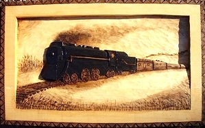 Hand Carved Train Relief  is sold