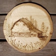 Wood Carving of the Old Barn on Center Drive