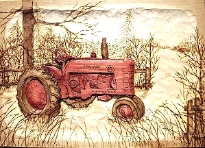 Wood Carving of Farmall Tractor