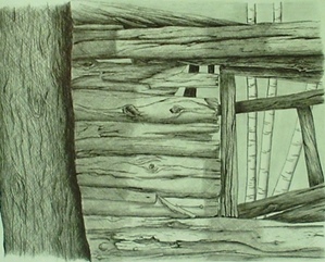 Line Drawings of Old Wood Buildings