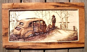 Hand Carved Old Car on Grandma's Farm