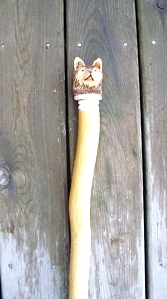 Hand Carved Wolf for Your Walking Stick