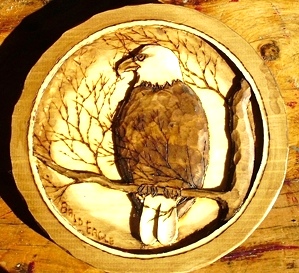 Hand Carved Relief of an Bald Eagle