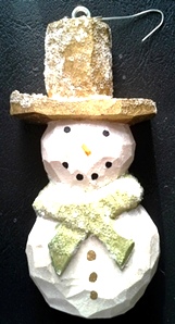 Hand Carved SnowMan Ornaments