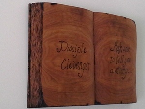 Hand Carved Open Book Plaque 