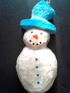 Hand Carved Snowman Ornaments set of 5