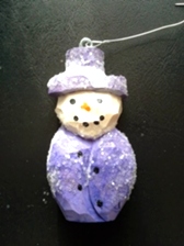 1 Hand Carved Snowman Ornament