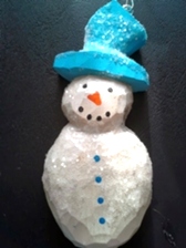 1 Hand Carved Snowman Ornament
