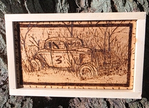 Wood Burned Wall Art Classic Cars