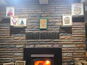 Wooden Bench by the Christmas Tree